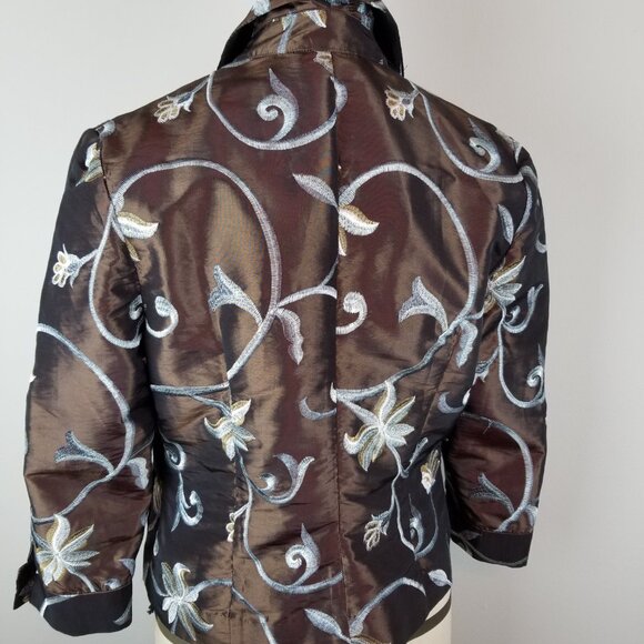 Stunning Di Vita Di Luxe Stunning Floral Embroidered Silky Jacket * Size 8 - Picture 5 of 10